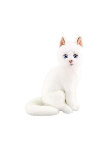Animals Of The World Oturan Kedi Peluş Oyuncak, Beyaz, 22CM