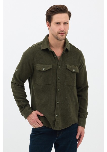 Düz Flanel Oduncu Gömlek - Regular Fit Kalın %100 Pamuklu Çift Cepli Ceket Gömlek modelleri