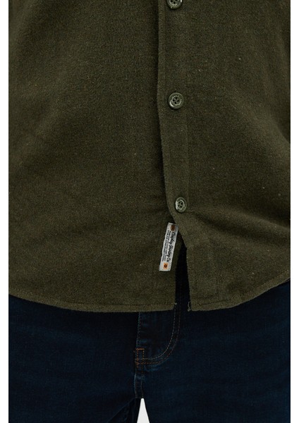 Düz Flanel Oduncu Gömlek - Regular Fit Kalın %100 Pamuklu Çift Cepli Ceket Gömlek