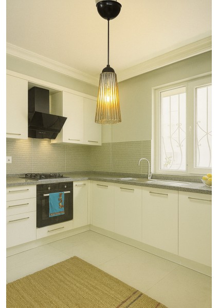 Çizgili Huni Modern Tasarım Antre Hol Mutfak Çocuk Odası Salon Camlı Tekli Avize