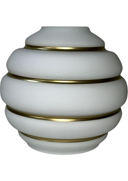 Modern Beyaz Renk Gold Çizgili Renkli Avize Camı 1 Adet Yedek Avize Camı