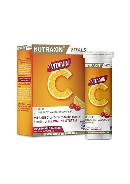 Nutraxin Vitals Vitamin C 28 Çiğnenebilir Tablet Takviye Edici Gıda