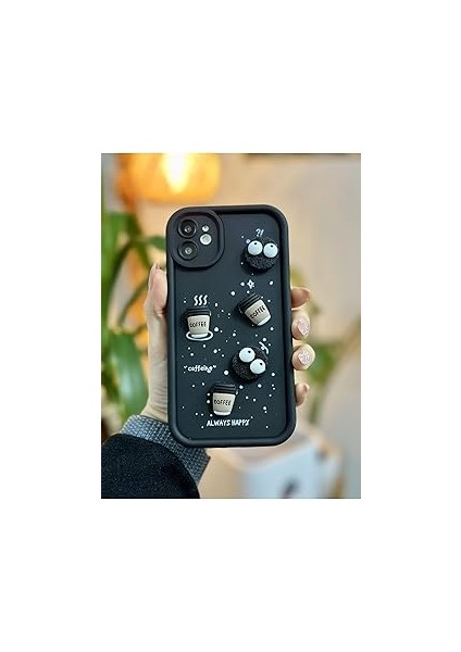 Go Aksesuar 11 Tasarımlı Siyah Coffee Kurabiye Yumuşak Silikon Kamera Korumalı Kılıf