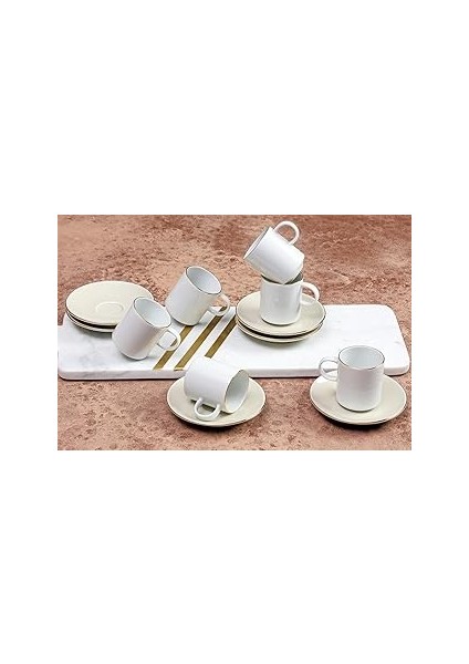 Porland Altın Yaldız&bej 6 Kişilik Kahve Takımı 90CC