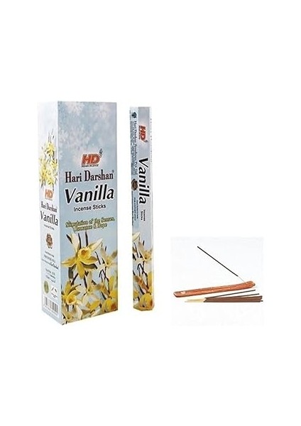 Hari̇ Darshan 20 Adet Tütsü Farklı Aromalar + 1 Adet Işlemeli Tütsü Kayık Hediye (Vanilla)