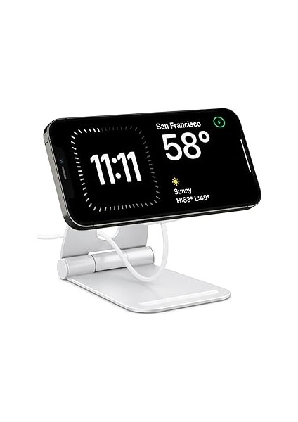 Spigen Magfit Için Özellikli (Magsafe Şarj Dahil Değildir) Şarj Standı White - AMP02