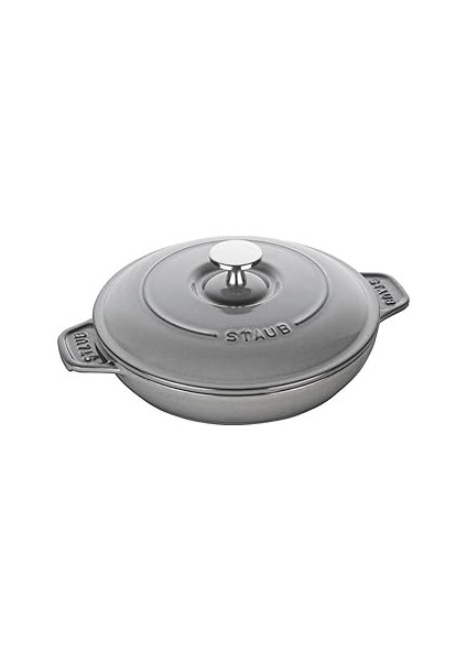 Staub La Cocotte Kapaklı Döküm Servis Tabağı, Gri