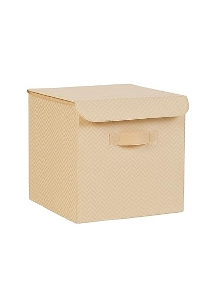 Ocean Textile Bej Balıksırtı Kapaklı Kutu Set 30 x 30 x 30 cm