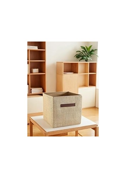 100% Jüt Kapaksız Dolap Içi Çamaşır Oyuncak Düzenleyici Katlanır Saklama Kutusu 30X30X30