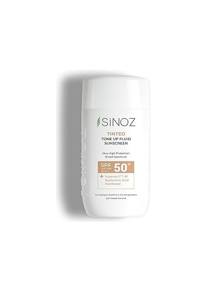 Sinoz SPF50 Tinted Sıvı Yüz Güneş Kremi - Yeni Nesil Güneş Filtreleri ile Hibrit Formül 50ML