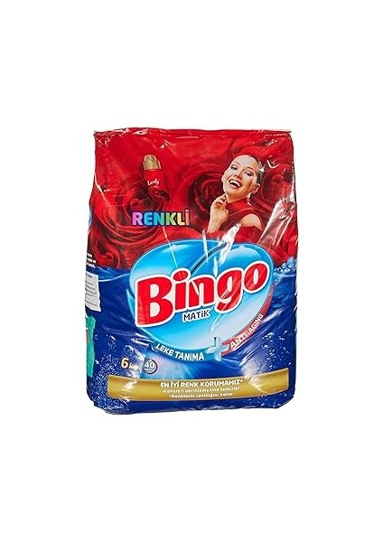 Bingo Matik Renkli 40 Yıkama Toz Çamaşır Deterjanı 1 x 6 kg , 6000 G
