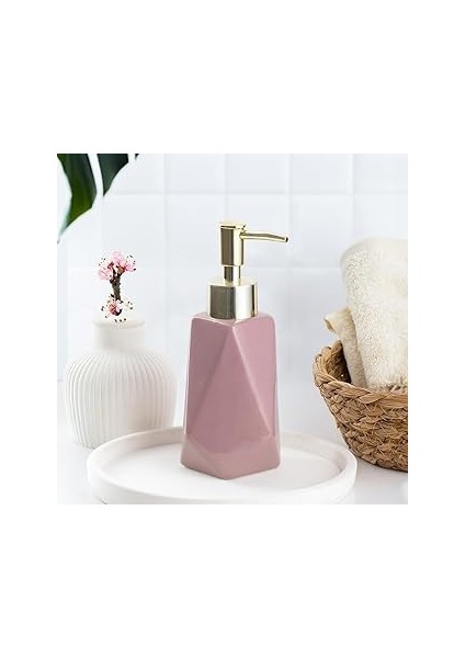 Porsima 3203 Seramik Sıvı Sabunluk - Tezgah Üstü Banyo Mutfak Lavabo Sabunluğu - 250 cc Pudra