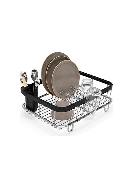 Umbra Multi-Use Dish Rack Black Sinkin Çok Fonksiyonlu Tabak Standı Siyah/nikel, Metal, Büyük