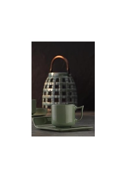 Kütahya Porselen Despina 4 Parça 2 Kişilik Kahve Takımı Yeşil