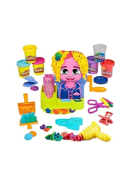 Play-Doh Renkli Kuaför Salonu Oyun Hamuru Seti, 6 Kutu, 3 Yaş ve Üzeri Kız ve Erkek Çocuklar Için O