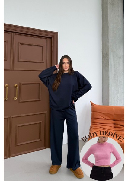 Yumuşak Premium Kumaş Uzun Beli Lastikli Modal Alt-Üst Takım