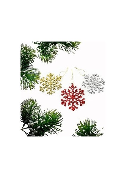Yılbaşı Ağacı Için Asılabilir Kar Tanesi Süsleri – Parlak Simli Dekor Seti (3’lü)