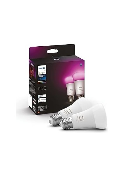 Hue Beyaz ve Renkli Ambiyans, E27 Akıllı LED Ampul, 75W Eşdeğeri, 75W, 1100 Lümen, Bluetoot