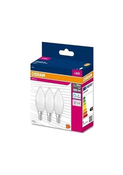 Osram Ledvalue 75W (60W) 3 Lü LED Mum Ampul Beyaz - 6500K E14