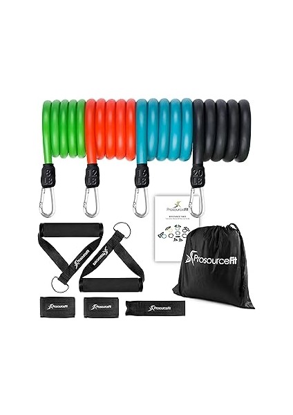 Prosourcefit Tüp Direnç Bantları Seti 2-20 Lb Ekli Kollar, Kapı Çapa ve Egzersiz Kılavuzu Tam Vücut