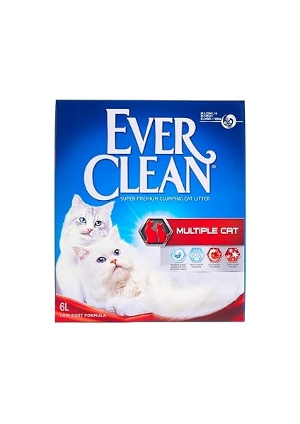 Ever Clean Multiple Cat Birden Fazla Kedili Evler Için Kokulu Topaklanan Kedi Kumu 6 Lt