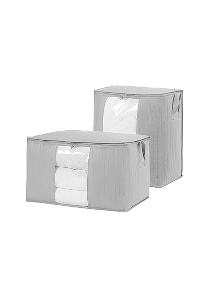 Ocean Textile 2'li Pvc Pencereli Gri Renk Kapitone Hurç Set 1 Adet 45 x 30 x 50/1 Adet 60 x 43