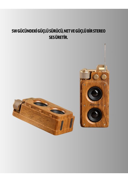Vintage Tasarımlı Bluetooth Hoparlör Uzun Pil Ömürlü ve Fm Destekli modelleri