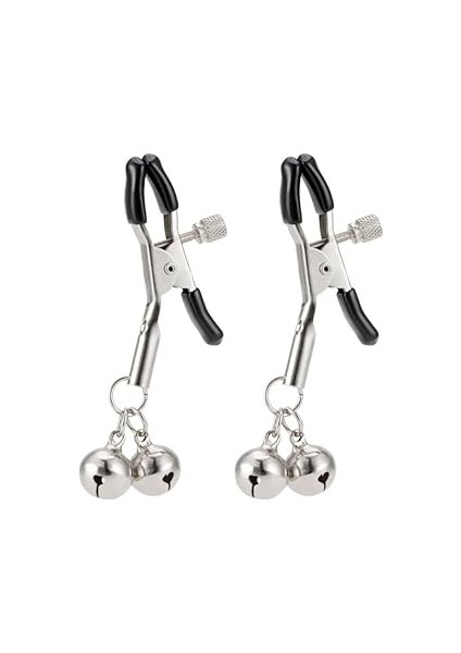 Ayarlanabilir Sertlik Dereceli Fantezi Göğüs Ucu Klipsi Gizli Paket (Lilly Gri Zilli Göğüs Ucu Klip