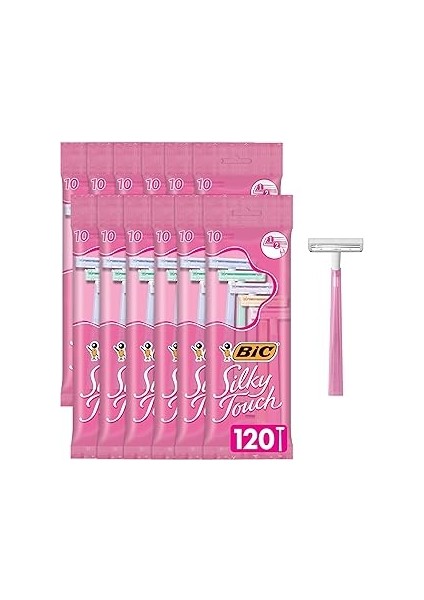 Bic Silky Touch Kadın Çift Bıçaklı Tek Kullanımlık Jilet 10 Adet - 12'li Paket (120 Jilet Rengi)