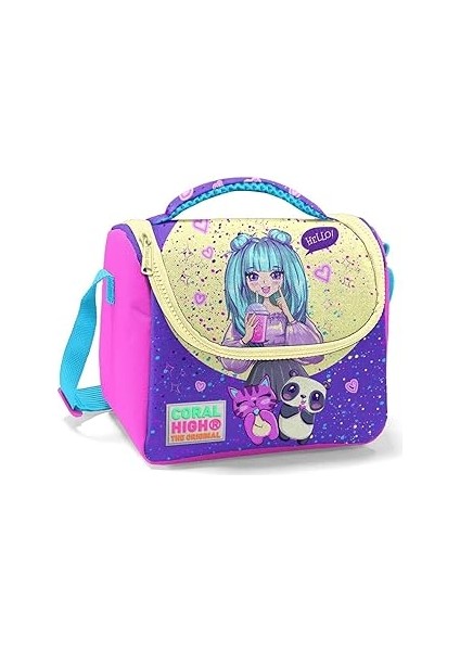 Coral High Pembe Mor Anime Baskılı Kız Çocuk Yalıtımlı Beslenme Çantası