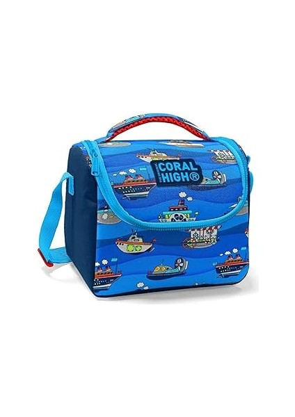 Coral High Lacivert Gemi Desenli Erkek Çocuk Beslenme Çantası - Thermo Astarlı
