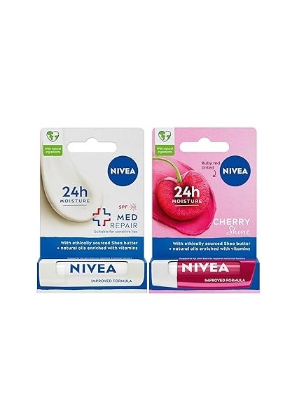 Kiraz Dudak Bakım Kremi, 24 Saat Nem, Dudak Bakımı, Kiraz Kokusu, Hafif Kırmızı Işıltı (4,8gr