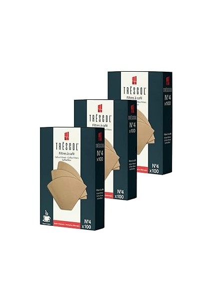 Trescol Kahve Filtresi 4 Numara (Büyük Boy) Naturel Kağıt 3X100 300'LÜ Paket