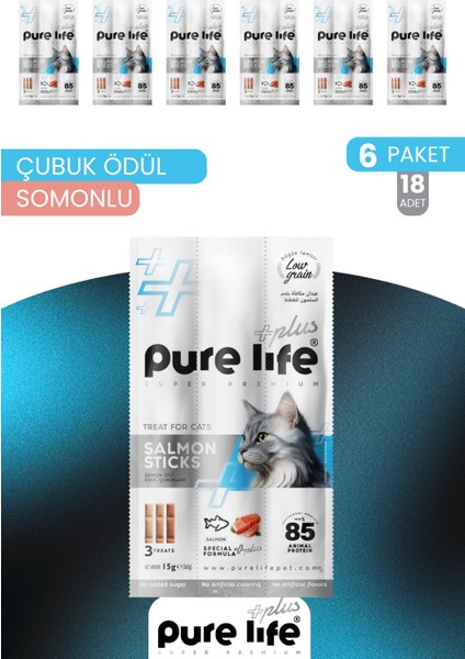 Plus 6'lı Stick Somonlu Kedi Ödül Çubukları (6X15 Gr)
