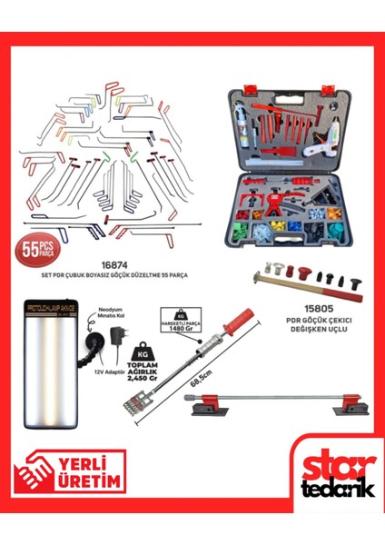 Boyasız Göçük Düzeltme Seti 200 Parça Profesyonel Set