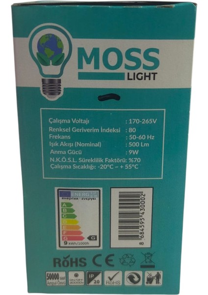 Moss LED Ampul 9 W (60W) Günışığı 3000K ( 1 Adet ) modelleri