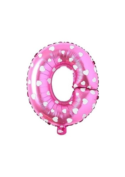 Parti̇ Vi̇tri̇ni̇ O Harfi 16 Inç Pembe Kalpli Renk Folyo Balon 36 cm (Pembe)