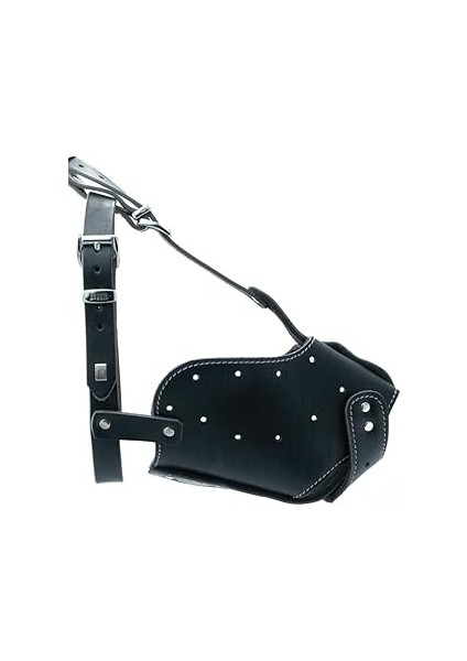 Doggie Eğitim Serisi Gerçek Deriden El Yapımı Uzun Burunlu Köpek Ağızlığı, Xl, 2X60-65 Cm, Siyah