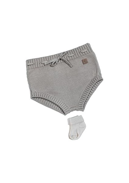 %100 Organik Pamuk Bağcıklı Bebek Şort Vizon (Organik Çorap Hediyeli).gots Sertifikalı Gerçek Organ