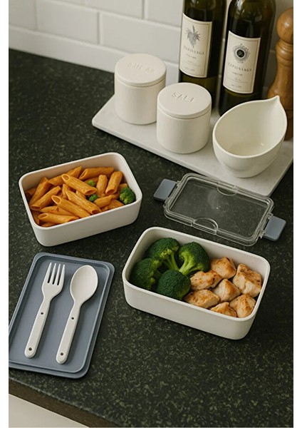 2 Katlı Yemek Saklama Kabı | Sızdırmaz Beslenme Kutusu | Sporcu ve Diyet Seti