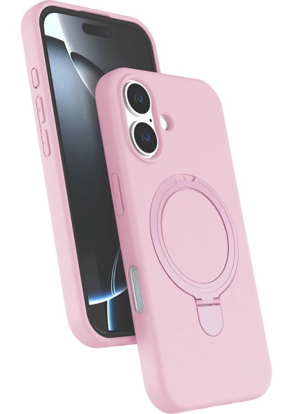 Iphone 16 Regal Standlı Kapak - Açık Pembe