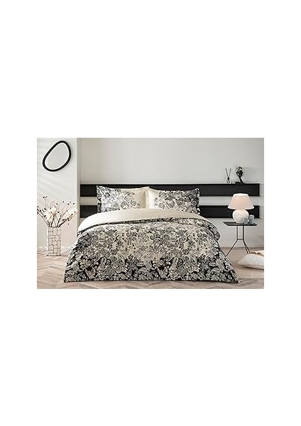 Taç Monica Saten Çift Kişilik Nevresim Takımı Siyah