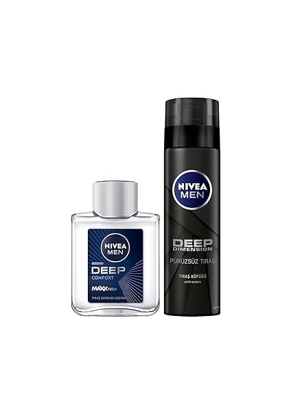 Men Erkek Deep Dimension Tıraş Seti, Tıraş Köpüğü 200ML ve Tıraş Sonrası Losyon 100ML, Kaygan