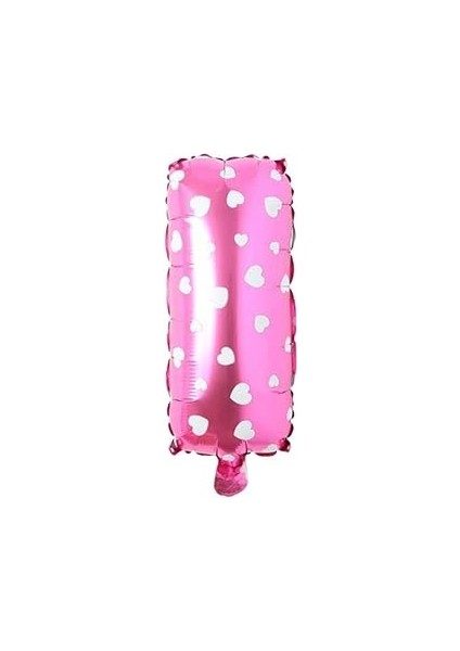 Parti̇ Vi̇tri̇ni̇ I Harfi 16 Inç Pembe Kalpli Renk Folyo Balon 36 cm (Pembe)