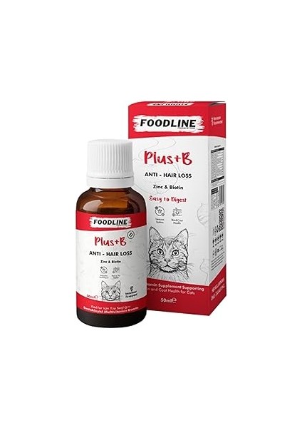 Foodline Kediler Için +B Damla 50 Ml, Tüy Sağlığını Destekleyici Biotinli Multivitamin