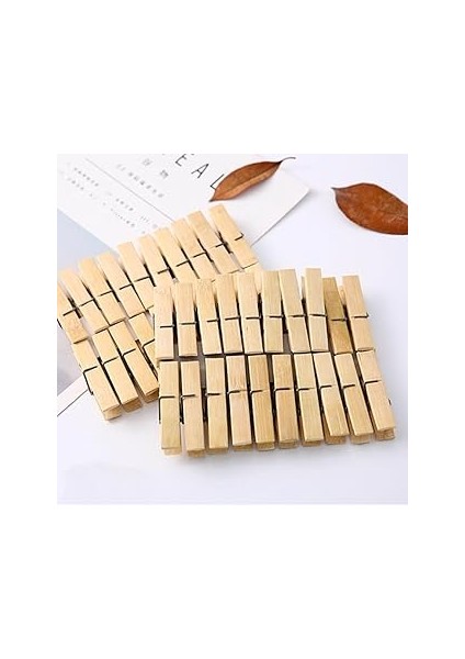 Deconox Bambu Çamaşır Mandalları, 40 Adet 6 cm Uzunluğunda, 1,2 cm Genişliğinde Çamaşır Mandalı, Kı