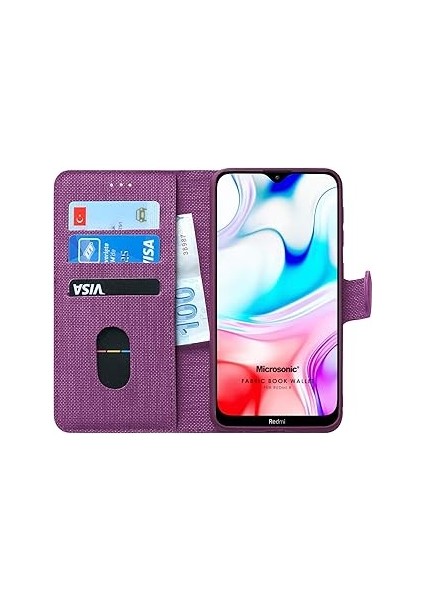 Microsonic 8 Için Kılıf Fabric Book Wallet Mor [redmi 8 ile Uyumlu Kılıf - Mor]