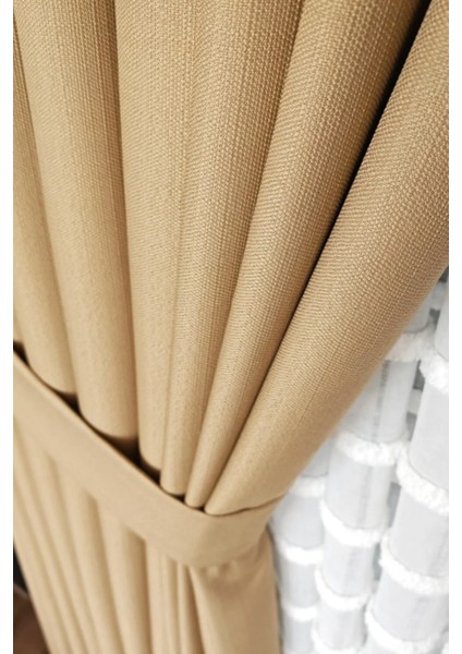 Keten Fon Perde, Deve Tüyü, Pano Fon, Sık Pile, Kuşaklı, Düz Renk, Tek Kanat fiyatları