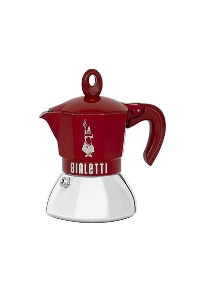- Moka Exclusive Indüksiyon: 2 Cups Ocak Üstü Espresso Pişirici - 100ML - Kırmızı Renk - A