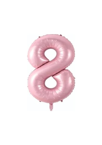 8 Açık Pembe Renk Rakam Folyo Balon 80 cm